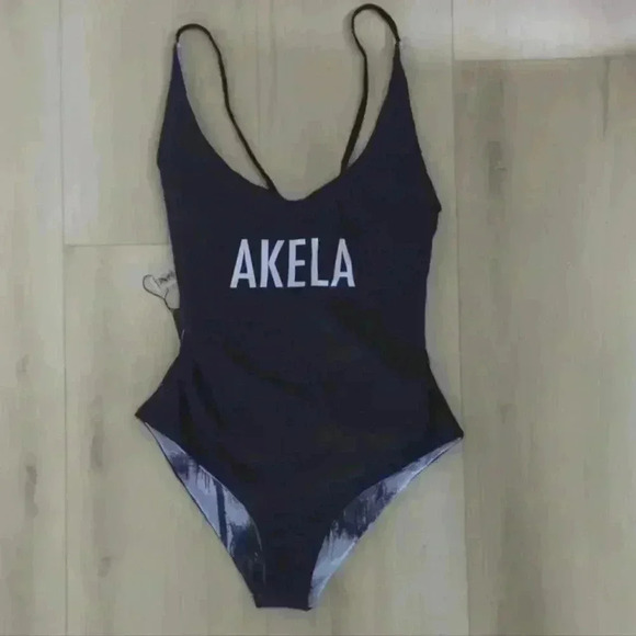 AKELA SURF | Women's Grey/Black Palm Tree Reversible One Piece Swimsuit - Picture 6 of 7
